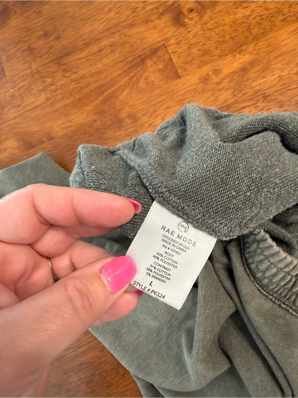 Rae Mode Mineral Wash Wide Leg Lounge Pants Olive Green Pintuck Seam L - Picture 7 of 9